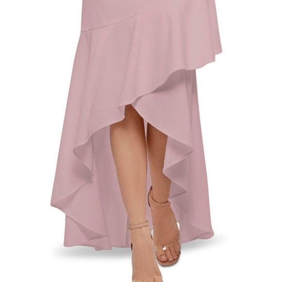 Betsy & Adam Womens Ruffled Sleeveless Cutout Halter Gown Dress Size 12 Keyhole - Picture 6 of 10